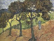 Vincent Van Gogh Landscape with Tree and  Figures (nn04) oil